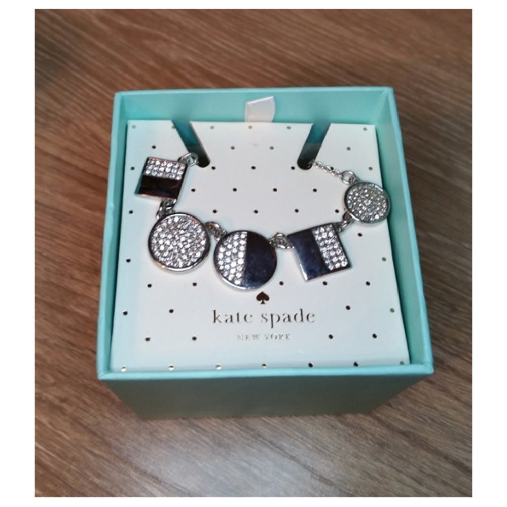 Kate Spade pave silver tone chain elegant geometric necklace giftable NEW